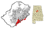 Jefferson County Alabama Incorporated and Unincorporated areas Hoover Highlighted